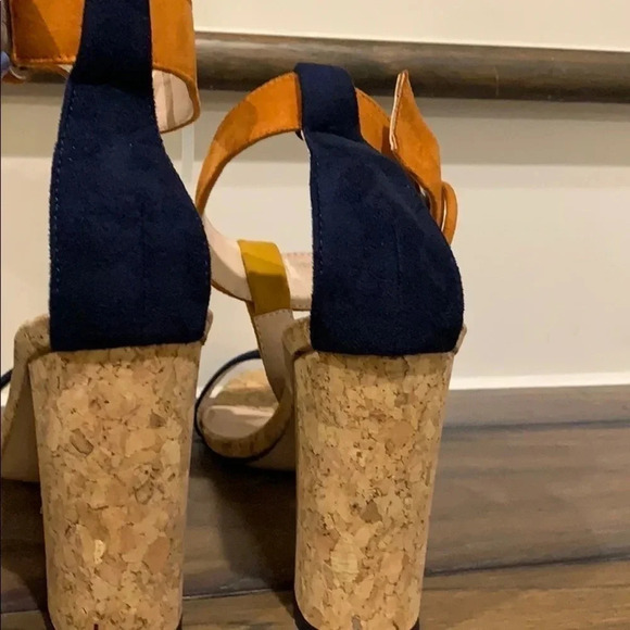 Suede Color Block Sandals Ankle Strap - Picture 3 of 3